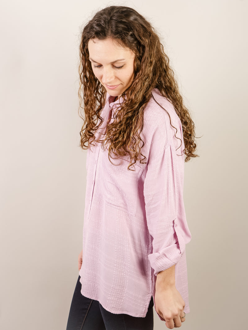 Lavender Half Button Jacquard Shirt