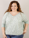 Mint Animal Print Loose V-Neck
