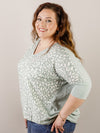 Mint Animal Print Loose V-Neck