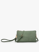 Green Riley 3 Compartment Crossbody/Wristlet
