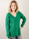 Waffle V-Neck Sweater with Side Slit (Multiple Colors)