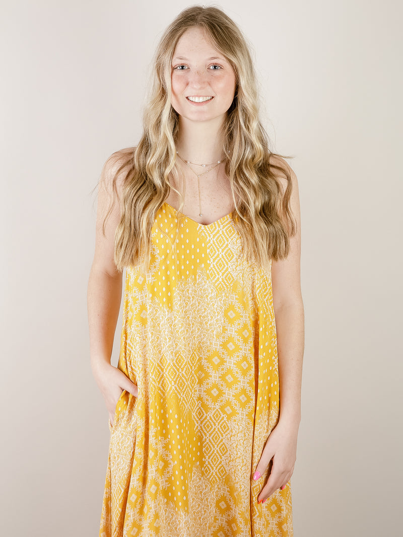 Printed Marigold Maxi Dress
