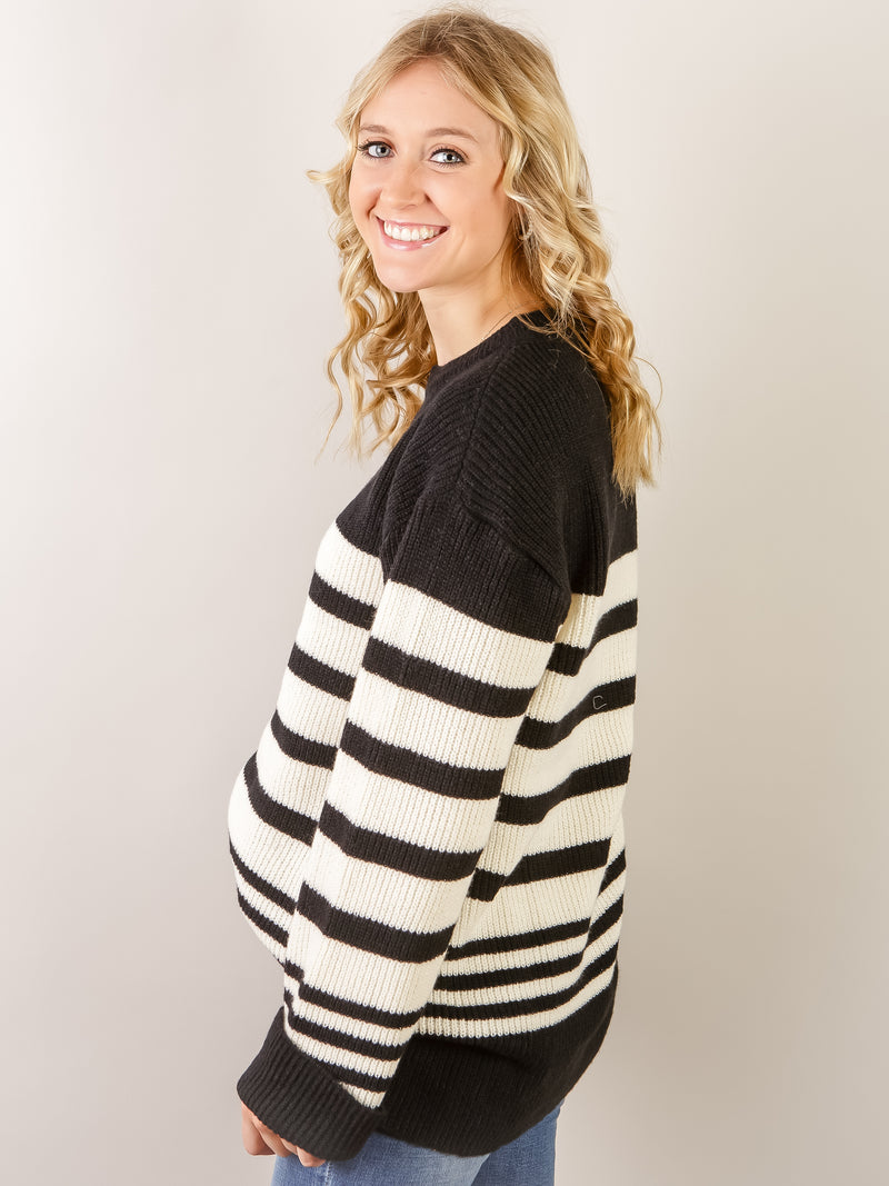 Black and White Wide Stripe Sweater