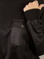 Black with Satin Sleeve and Pocket