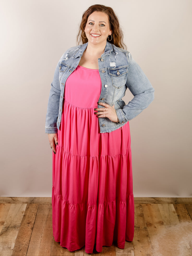 Hot Pink Tiered Maxi Dress
