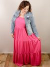 Curvy Hot Pink Tiered Maxi Dress