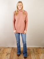 Ribbed Mauve Turtleneck Sweater