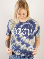Cozy Olive and Navy Tie-Dye Graphic Tee