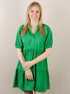Kelly Green Short Sleeve Tiered Dress