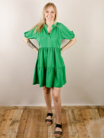 Kelly Green Short Sleeve Tiered Dress