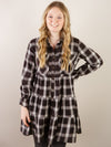 Black and White Plaid Tiered Dress