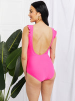 Adult Marina West Swim Float On Ruffle Faux Wrap One-Piece in Pink (Online Exclusive)