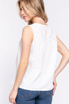 White Ruched Printed Long Sleeve Tank (Online Exclusive)