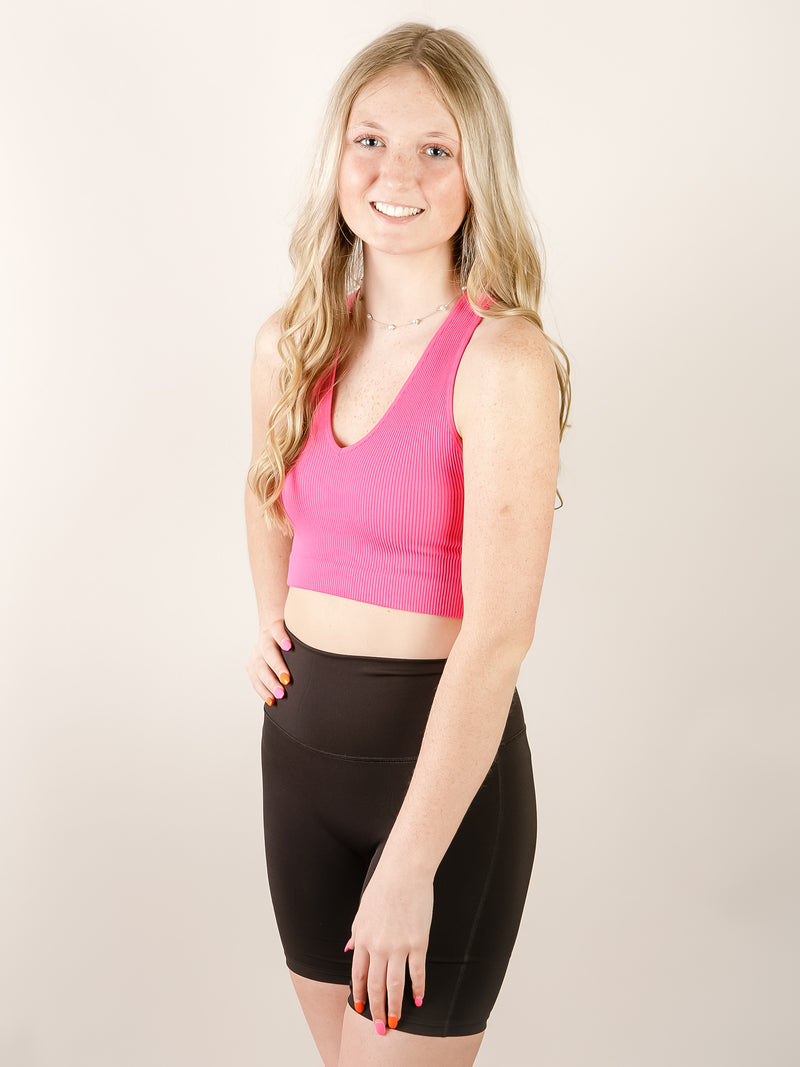 Washed Ribbed Racerback Bralette (Multiple Colors)
