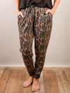 Charcoal and Mocha Soft Leopard Knit Joggers