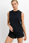 Notched Sleeveless Flowy Tank Top (Online Exclusive)