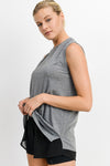 Notched Sleeveless Flowy Tank Top (Online Exclusive)