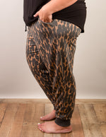 Charcoal and Mocha Soft Leopard Knit Joggers