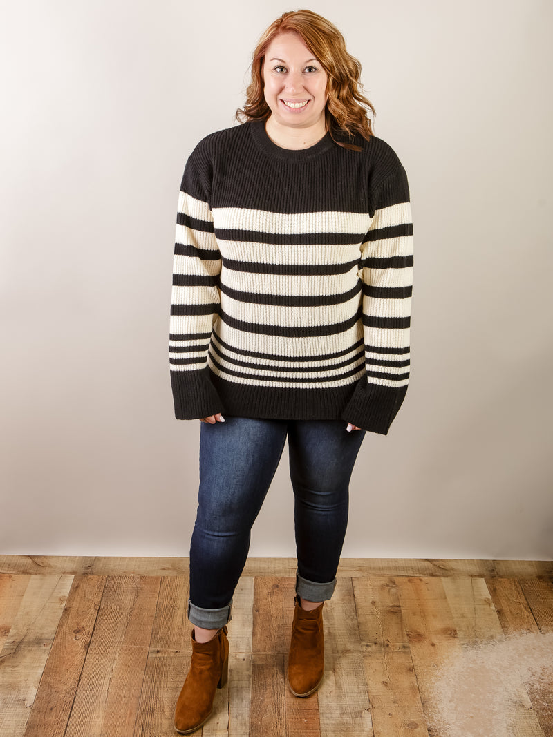 Black and White Wide Stripe Sweater
