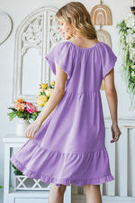 Texture Ruffle Hem Short Sleeve Dress (Online Exclusive)