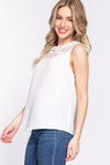 White Ruched Printed Long Sleeve Tank (Online Exclusive)