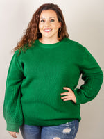 Kelly Green Sweater with Detailed Sleeve