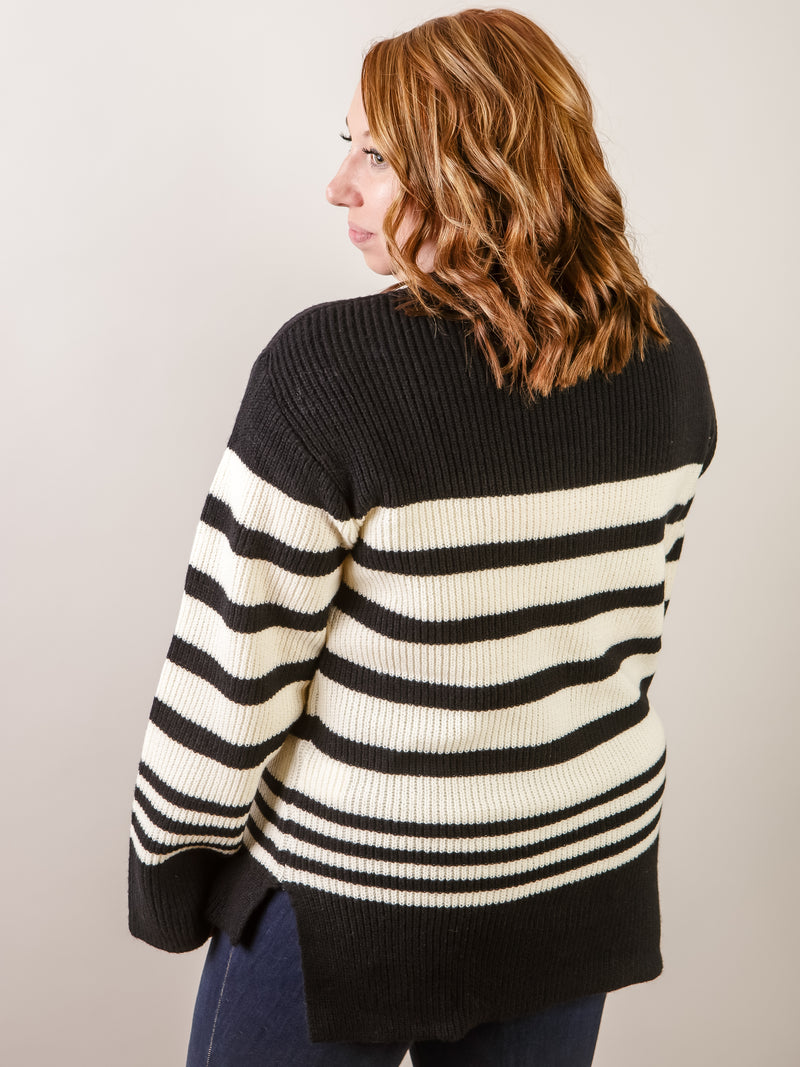 Black and White Wide Stripe Sweater