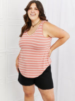 Coral Striped Sleeveless Knit Striped Top (Online Exclusive)