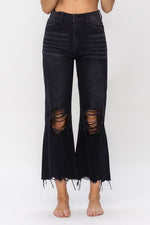 Vervet by Flying Monkey Vintage Ultra High Waist Distressed Crop Flare Jeans (Online Exclusive)