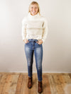 Ivory Turtleneck with Taupe Print Sweater