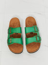 Green Double Banded Slide Sandals (Online Exclusive)