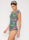Adult Marina West Swim Bring Me Flowers V-Neck One Piece Swimsuit In Sage (Online Exclusive)
