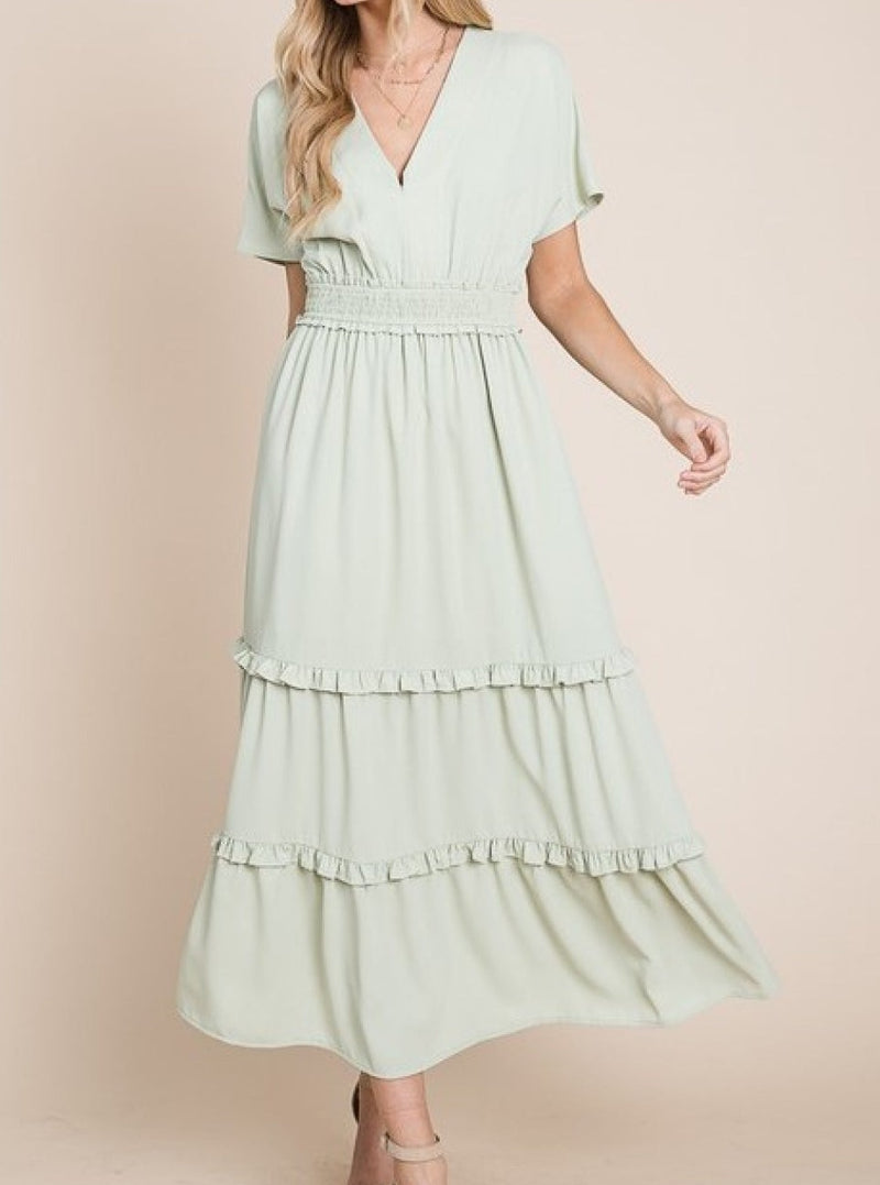 Sweet Talk Kimono Sleeve Maxi Dress in Honeydew (Online Exclusive)