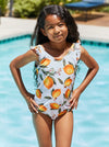 Girls Marina West Swim Float On Ruffled One-Piece in Citrus Orange (Online Exclusive)