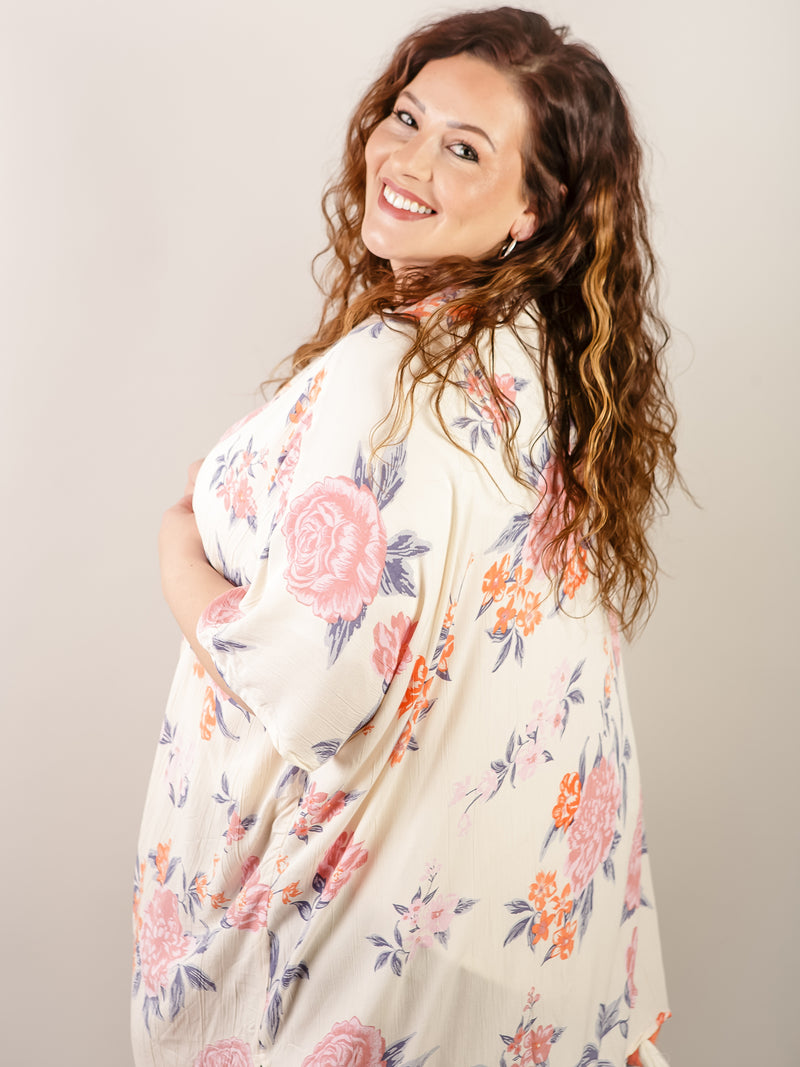Printed Floral Fringe Cardigan