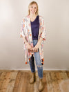 Printed Floral Fringe Cardigan