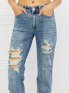 Judy Blue Bella MR Distressed Straight Jeans (Online Exclusive)
