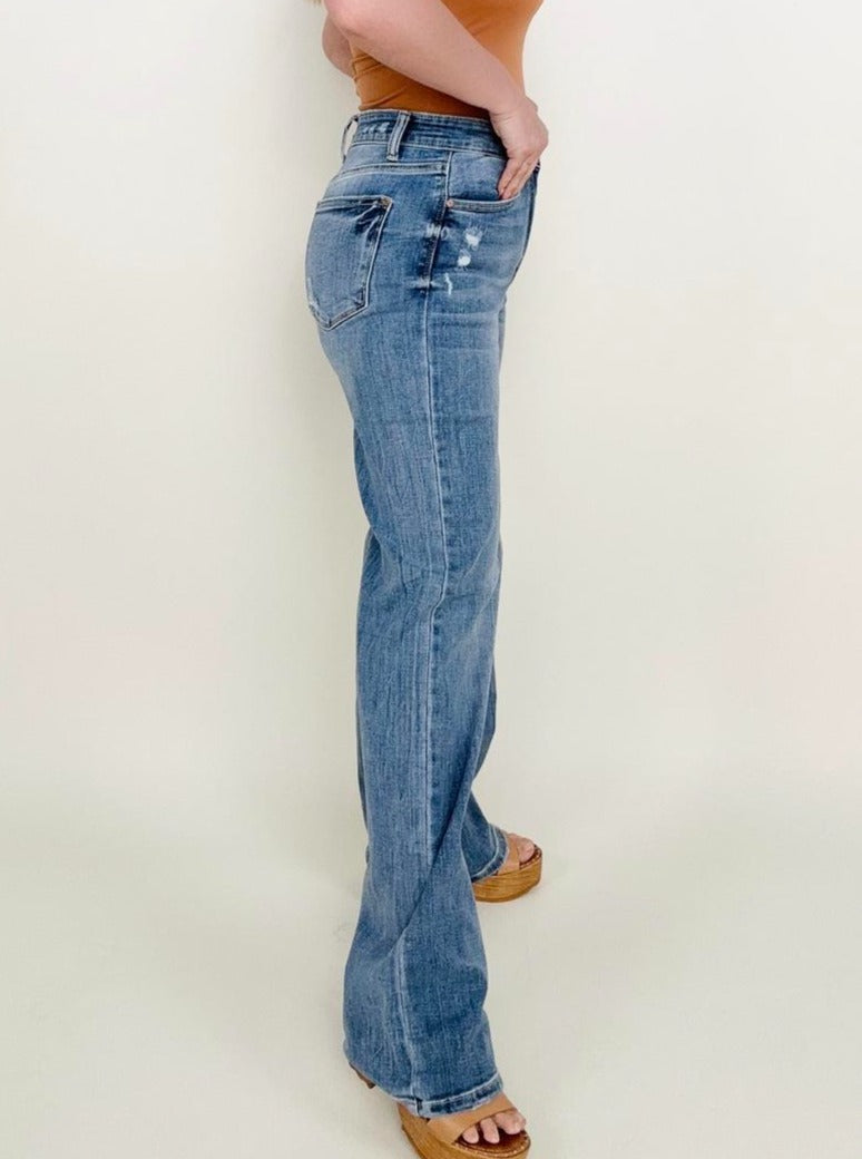 Judy Blue HW 90's Mild Destroy Straight Jeans (Online Exclusive)