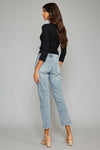 Kancan High Waist Button Fly Raw Hem Cropped Straight Jeans (Online Exclusive)