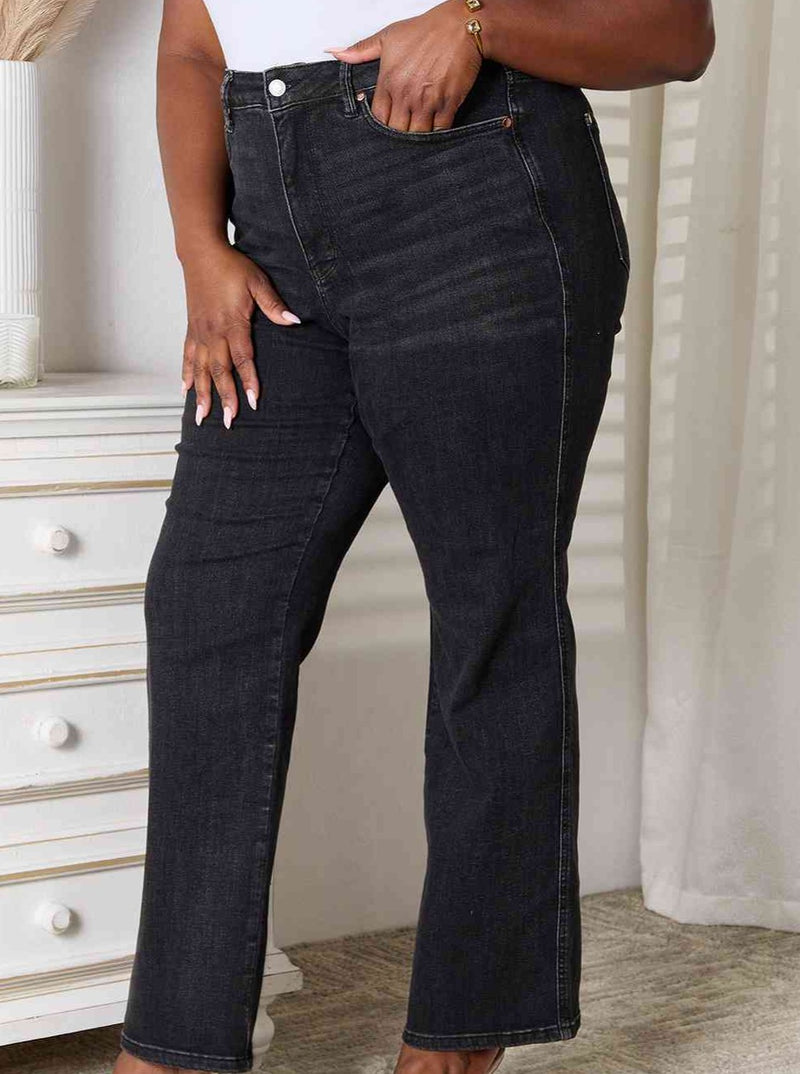 Judy Blue Tummy Control Washed Black Straight (Online Exclusive)