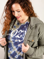 Cozy Olive and Navy Tie-Dye Graphic Tee