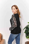 Black with Foil Printed Sleeve Top (Online Exclusive)