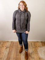 Black Brushed Melange Funnel Neck