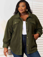 Army Green Cozy Girl Button Down Shacket (Online Exclusive)