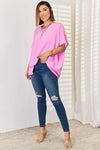 Candy Pink Texture Short Sleeve Top (Online Exclusive)