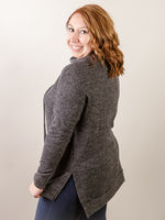 Black Brushed Melange Funnel Neck