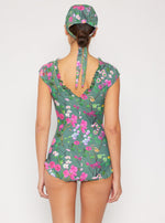 Adult Marina West Swim Bring Me Flowers V-Neck One Piece Swimsuit In Sage (Online Exclusive)