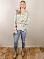 Mint Animal Print Loose V-Neck