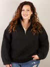 Black Quilted 1/4 Zip Pullover
