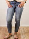 Curvy Judy Blue High-Rise Relaxed Cropped Raw Hem Denim with Back Distressed Pocket